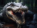 Ai Generated illustration Wildlife Concept of Close-up alligator head