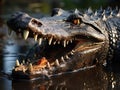 Ai Generated illustration Wildlife Concept of Close-up alligator head