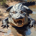 Close-up of Alligator with Open Mouth and Sharp Teeth Royalty Free Stock Photo
