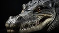 A close up of an alligator's head with its mouth open. Generative AI image. Royalty Free Stock Photo