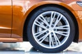 close up alloy wheel, car. Royalty Free Stock Photo