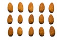 Close-up of almonds. On white background. Royalty Free Stock Photo