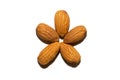 Close-up of almonds. On white background. Royalty Free Stock Photo