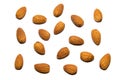 Close-up of almonds. On white background. Royalty Free Stock Photo