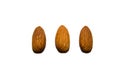 Close-up of almonds. On white background. Royalty Free Stock Photo