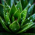 Close up of aloe vera plant with water droplets. Royalty Free Stock Photo