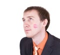 Close up of amazed kissed man face Royalty Free Stock Photo