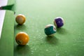 Close-up of american billiards on a pool table Royalty Free Stock Photo