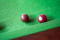 Close-up of american billiards on a pool table Royalty Free Stock Photo