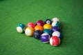 Close-up of american billiards on a pool table Royalty Free Stock Photo