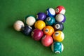 Close-up of american billiards on a pool table Royalty Free Stock Photo