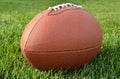 Close up of an American Football on Grass Field