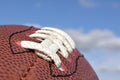 Close-up of American Football Texture and Laces