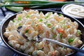 Close-up of american macaroni salad, top view Royalty Free Stock Photo