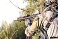 Close up of American Soldier aiming his rifle Royalty Free Stock Photo