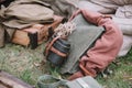 Close up on American soldier equipment on world war 2