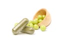 Close-up Amla (Indian gooseberry) capsules with fruits