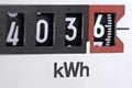 Close-up of an analog electricity meter display.