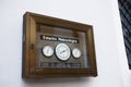 Close-up of an analog weather station with humidity, pressure and temperature sensors Royalty Free Stock Photo