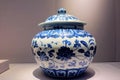 Ancient Chinese blue-and-white porcelain pot Royalty Free Stock Photo