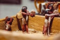 Close-up of Ancient Egyptian artifacts on display in a museum, in Cairo