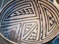 Close Up of Ancient Native American Sosi Black on White Pottery Bowl in the Museum of Northern Arizona Royalty Free Stock Photo