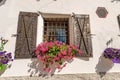 Window with Metal Shutters and Wrought Iron Security Bars - Friuli Italy Royalty Free Stock Photo