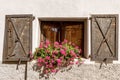 Window with Wrought Iron Security Bars and Metal Shutters - Friuli Italy Royalty Free Stock Photo