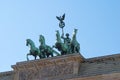 Close-up of the angel and chariot bronze statue on top of the Brandenburg Gate in Berlin Royalty Free Stock Photo