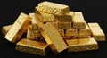 Stack of Shiny Gold Bars on a Dark Background bullion precious metal Royalty Free Stock Photo