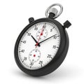 Black Stopwatch with White Face and Red Second Hand on White Background timer time Royalty Free Stock Photo
