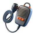 Compact handheld speaker microphone for two-way radios with orange buttons white background Royalty Free Stock Photo