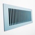 Light Blue Rectangular Air Vent Grille with Vertical Slats on a White Background HVAC ventilation Royalty Free Stock Photo