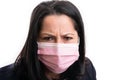 Close-up of angry businesswoman eyes wearing covid19 mask Royalty Free Stock Photo