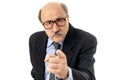 Close up of Angry older businessman boss accusing and blaming Royalty Free Stock Photo