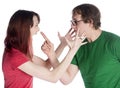 Close up Angry Young Couple Facing Each Other Royalty Free Stock Photo