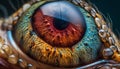 Close up animal eye reflects underwater beauty generated by AI