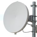 Close-up antenna dish for telecommunications with white background. Royalty Free Stock Photo