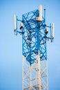 Close up antenna for mobile phone communication in clear blue sky Royalty Free Stock Photo