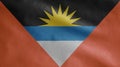 Close up of Antigua and Barbuda banner blowing, soft silk Royalty Free Stock Photo