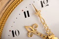 Close-up of antique gold clock Royalty Free Stock Photo