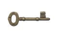 Antique golden door key isolated on white background. Royalty Free Stock Photo