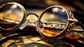 close-up of antique looking spectacles