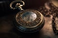 a close up of an antique pocket watch on a table