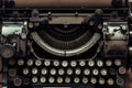 Close Up of Antique Typewriter - Vintage Keyboard Machine With Classic Design, Vintage typewriter header with old paper, Royalty Free Stock Photo