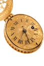 Close-up of antique yellow brass pocket watch Royalty Free Stock Photo