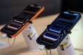Close up of Apple iPhone 17 Pro Max and iPhone 17 Pro smartphones in technology store. Royalty Free Stock Photo