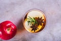 Close up of apple margarita with spices and rosemary in glasses on the table top view Royalty Free Stock Photo