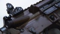 Close up of ar15 assault military rifle with a sight