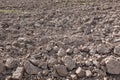 Close up of arable land soil recently ploughed for new season Royalty Free Stock Photo